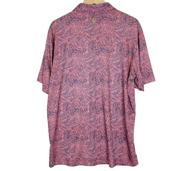 TailorByrd Performance Golf Polo Mens Sz XL Nantucket Red Swirls Geometric Print - Picture 5 of 9